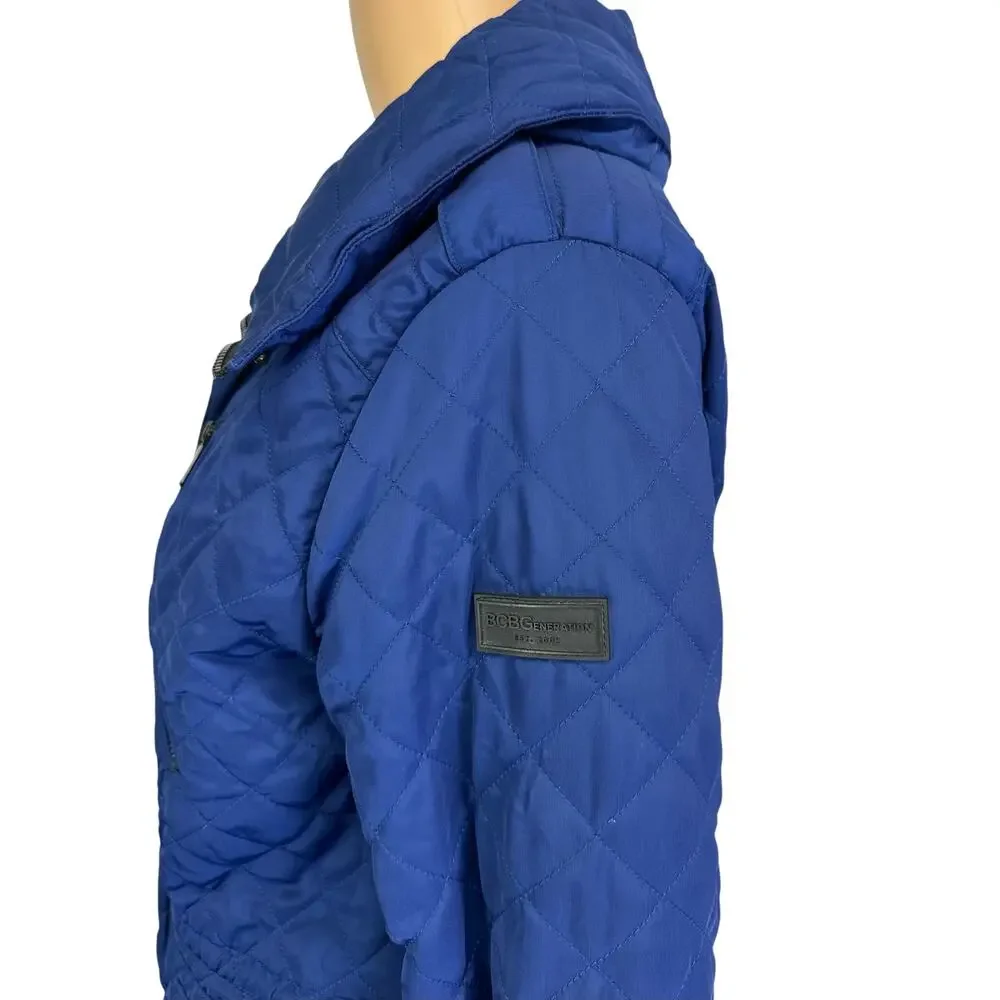 BCBGeneration Quilted Puffer Coat Royal Blue Jacket Size L